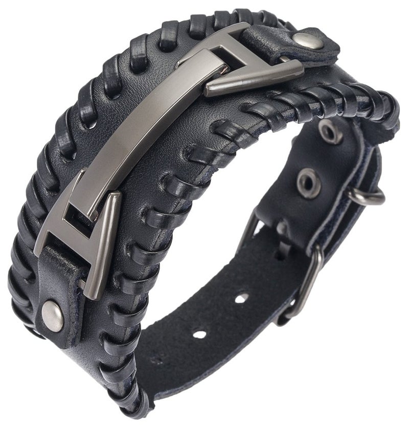 Hamoery Men Leather Bracelet Punk Braided Rope Alloy Bracelet Bangle Wristband - Image 5